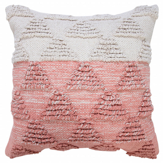 14" X 36" Heathered Gray And Off-White 100% Cotton Geometric Zippered Pillow