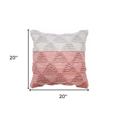 14" X 36" Heathered Gray And Off-White 100% Cotton Geometric Zippered Pillow