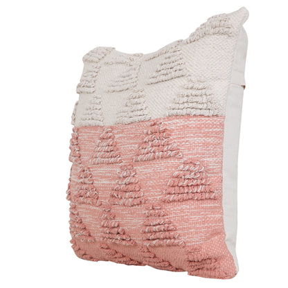 14" X 36" Heathered Gray And Off-White 100% Cotton Geometric Zippered Pillow