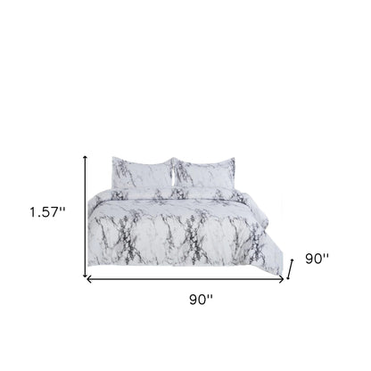 Gray And White Queen Microfiber 800 Thread Count Machine Washable Duvet Cover Set