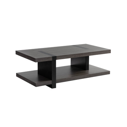 47" Gray And Black Rectangular Coffee Table With Shelf