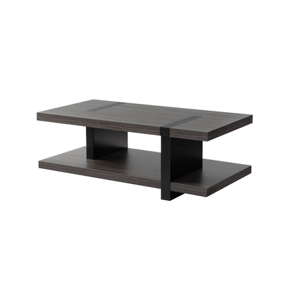 47" Gray And Black Rectangular Coffee Table With Shelf