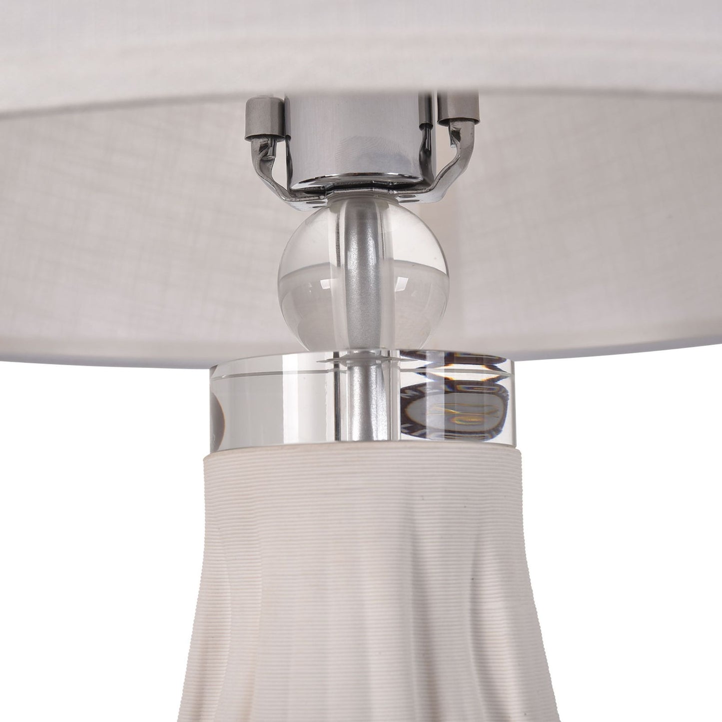 31" White Ceramic Bedside Table Lamp With White Drum Shade