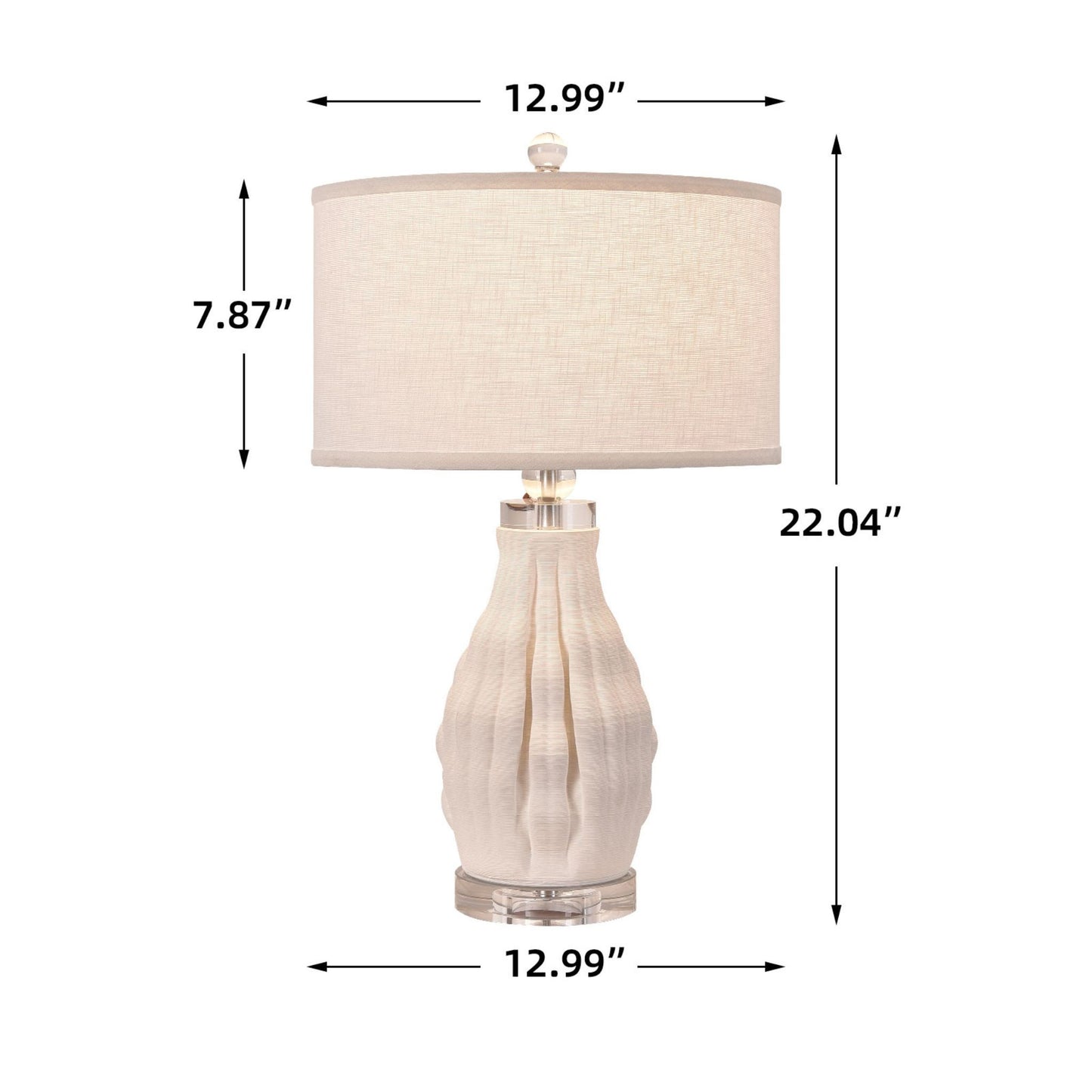 Set of Two 22" White Ceramic Bedside Table Lamps With White Shade