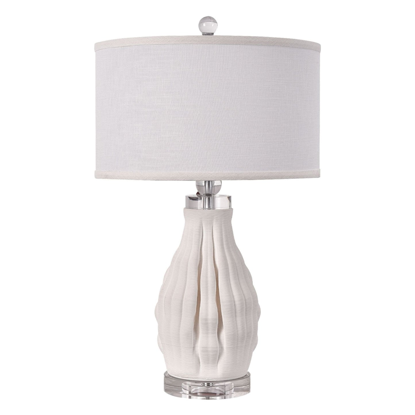 Set of Two 22" White Ceramic Bedside Table Lamps With White Shade