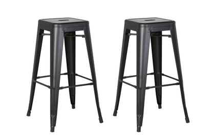 30" Matte Black Backless Metal Barstool With A Set Of 2