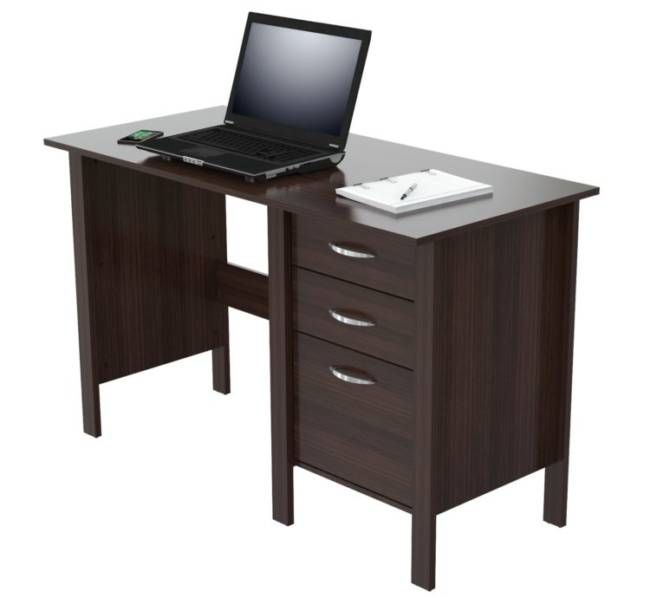 47" Espresso Mirrored Computer Desk With Three Drawers