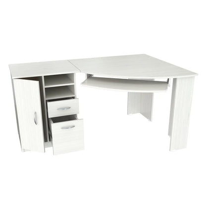 59" White Mirrored Computer Desk With Two Drawers