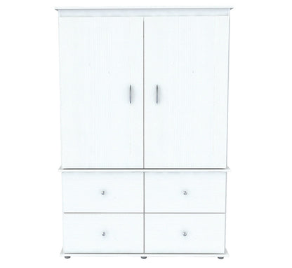 47" White Melamine Mirrored Four Drawer Combo Dresser