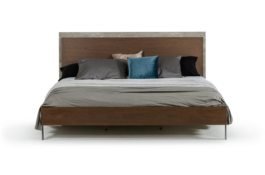 Modern Dark Walnut & Concrete Eastern King Bed