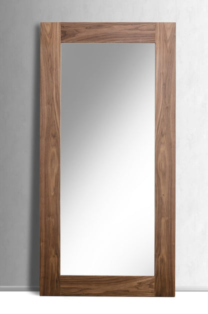 79" Walnut Mdf  Veneer  And Glass Mirror