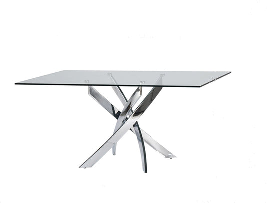 30" Glass And Steel Rectangular Dining Table