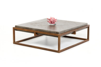 15" Concrete And Metal Coffee Table
