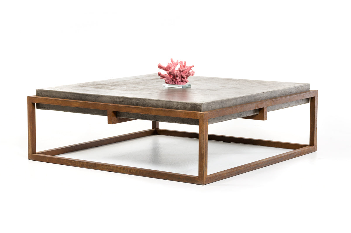 15" Concrete And Metal Coffee Table