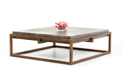 15" Concrete And Metal Coffee Table