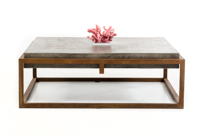 15" Concrete And Metal Coffee Table
