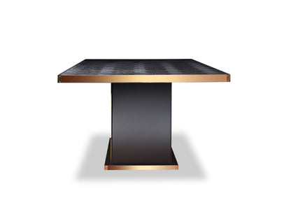 30" Black Crocodile And Rosegold Dining Table