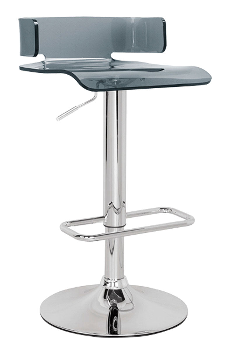 26" Clear And Silver Stainless Steel Low back Counter Height Bar Chair With Footrest