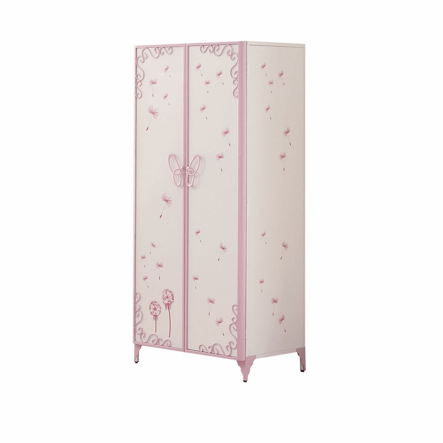 32" White And Light Purple Metal Dresser/Chest