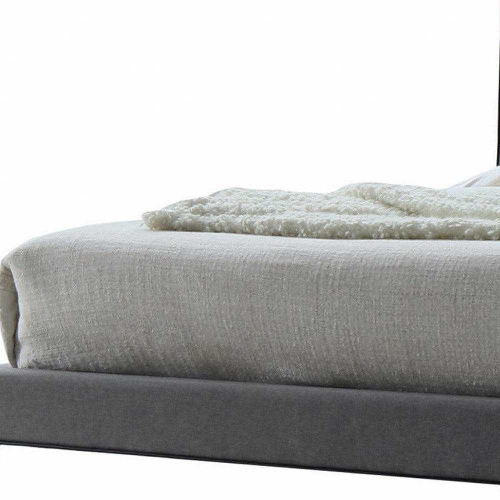 Tufted Light Gray Upholstered Linen Bed