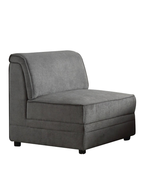 30" Gray And Black Velvet Slipper Chair