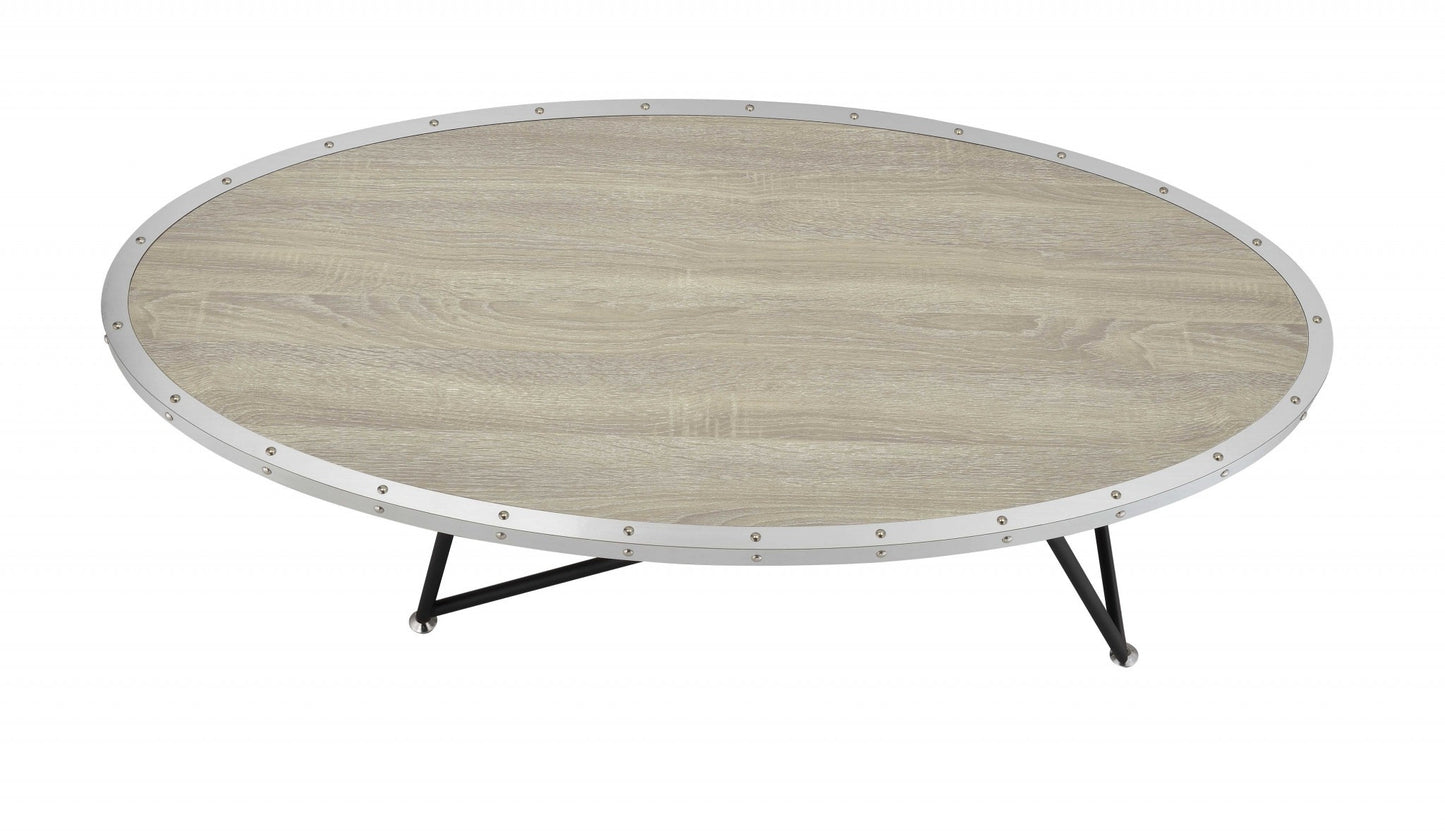 46" X 23" X 15" Weathered Gray Oak Particle Board Coffee Table
