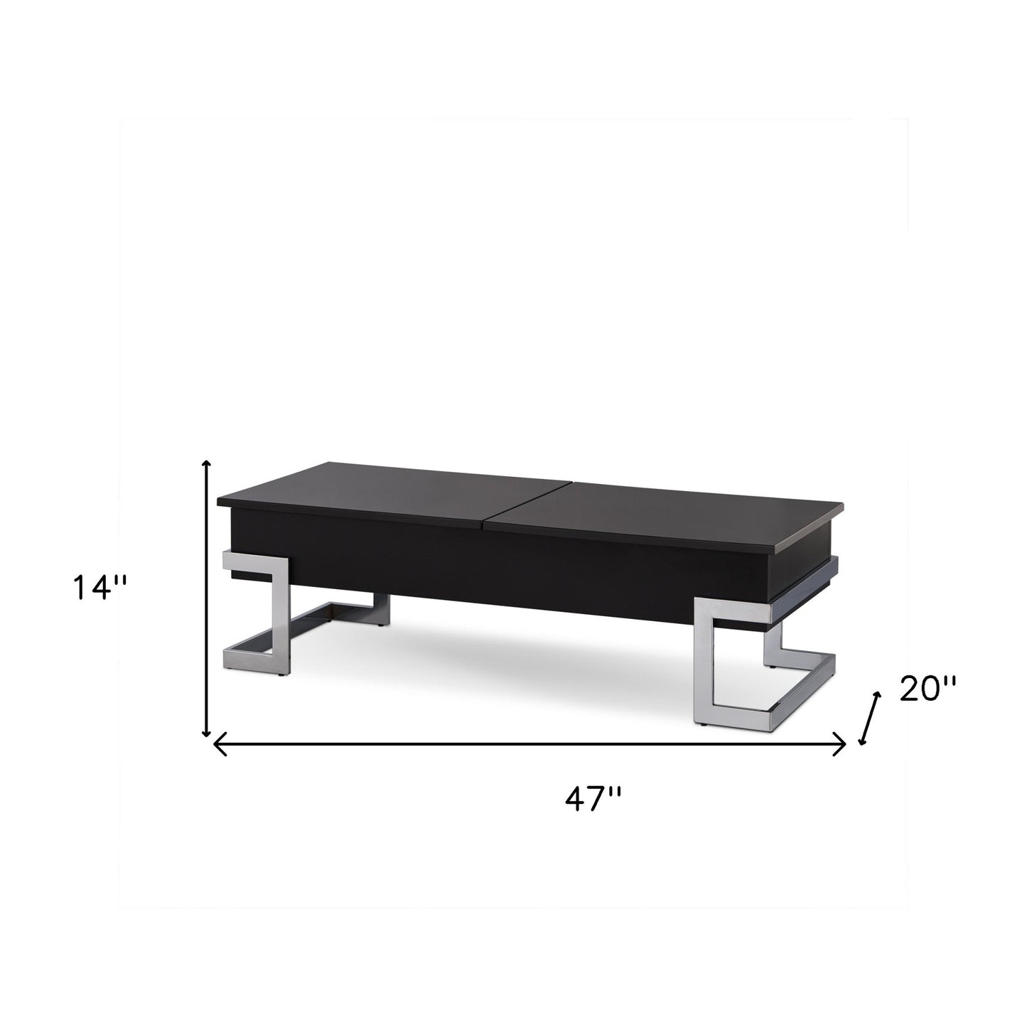 47" White And Silver Rectangular Lift Top Coffee Table