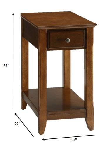 23" Brown Solid Wood End Table