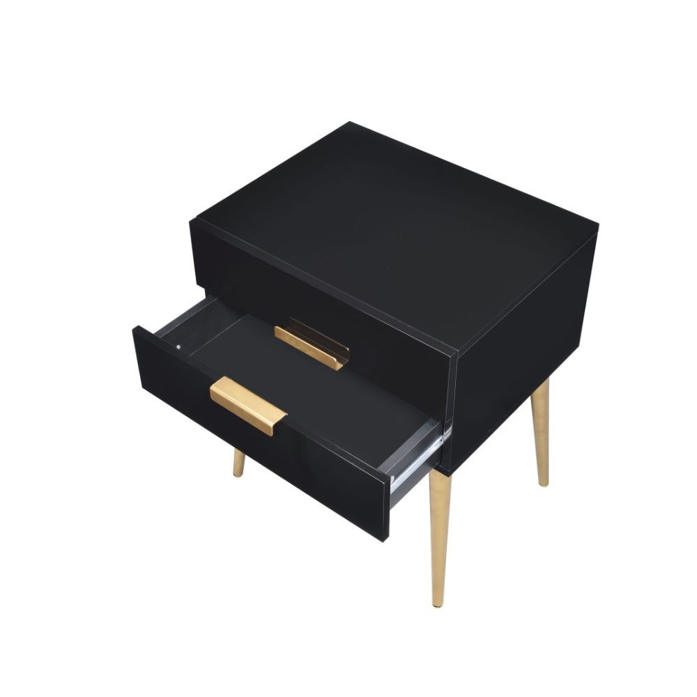 24" Gold And Black End Table