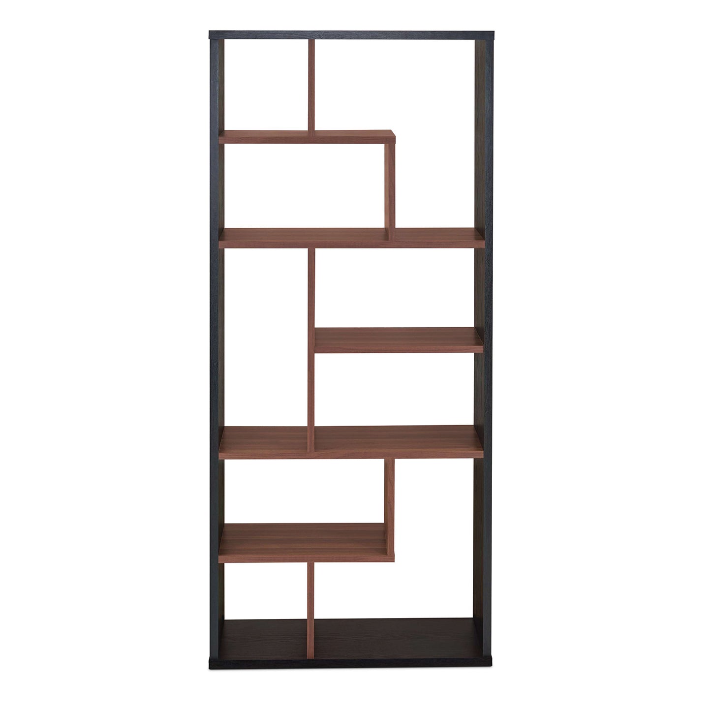 71" Brown And Black Nine Tier Etagere Bookcase