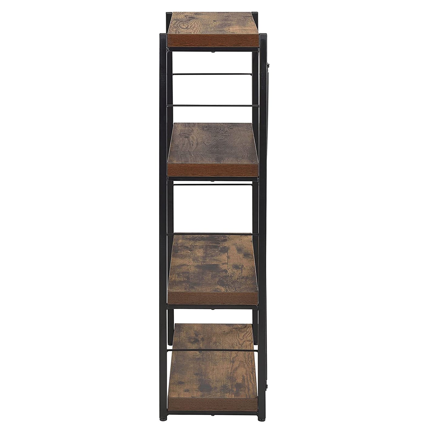 43" Brown And Black Metal Three Tier Etagere Bookcase