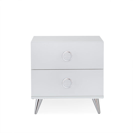 20" White Two Drawers Nightstand