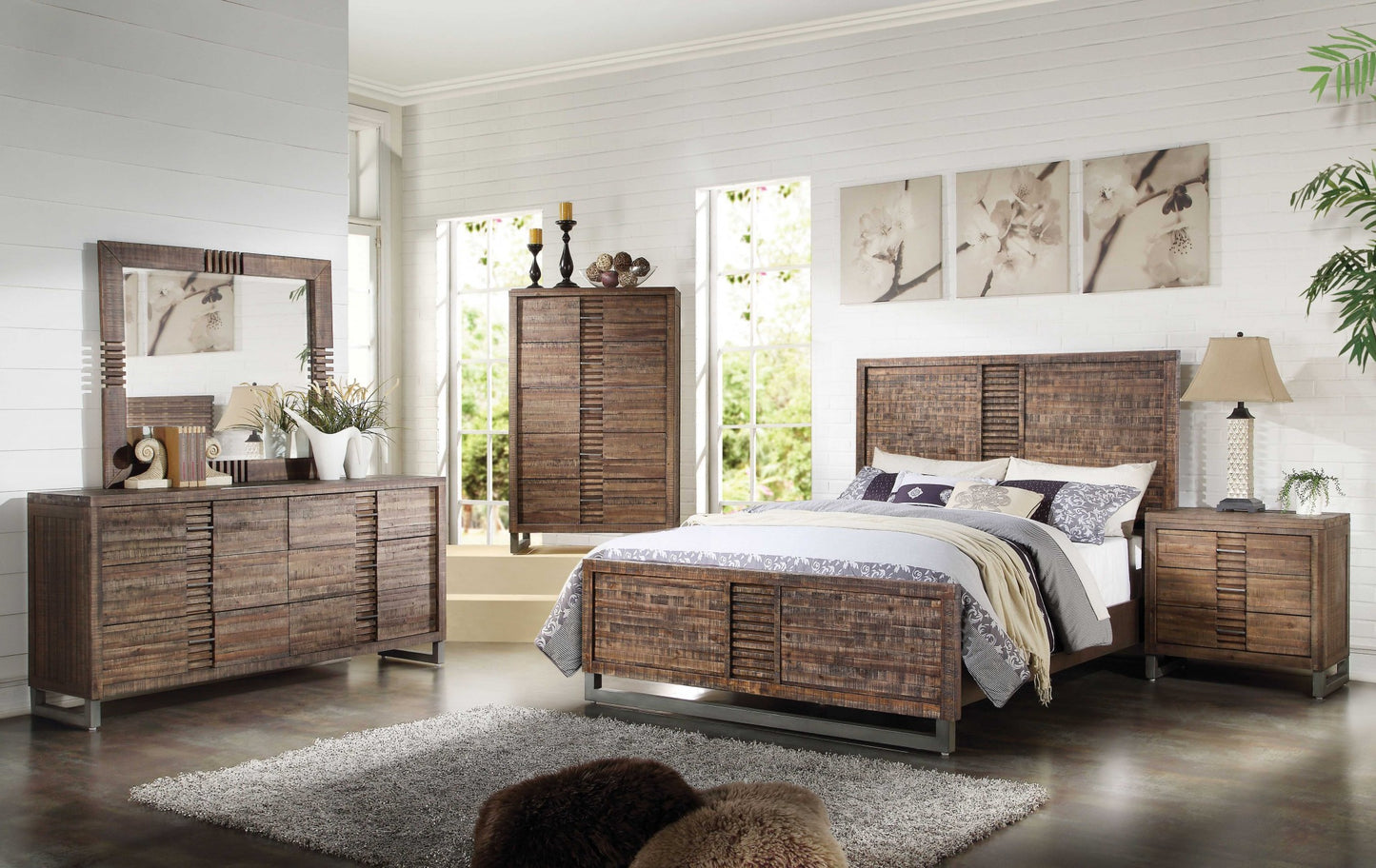 34" Brown Solid Wood Five Drawer Gentlemans Chest