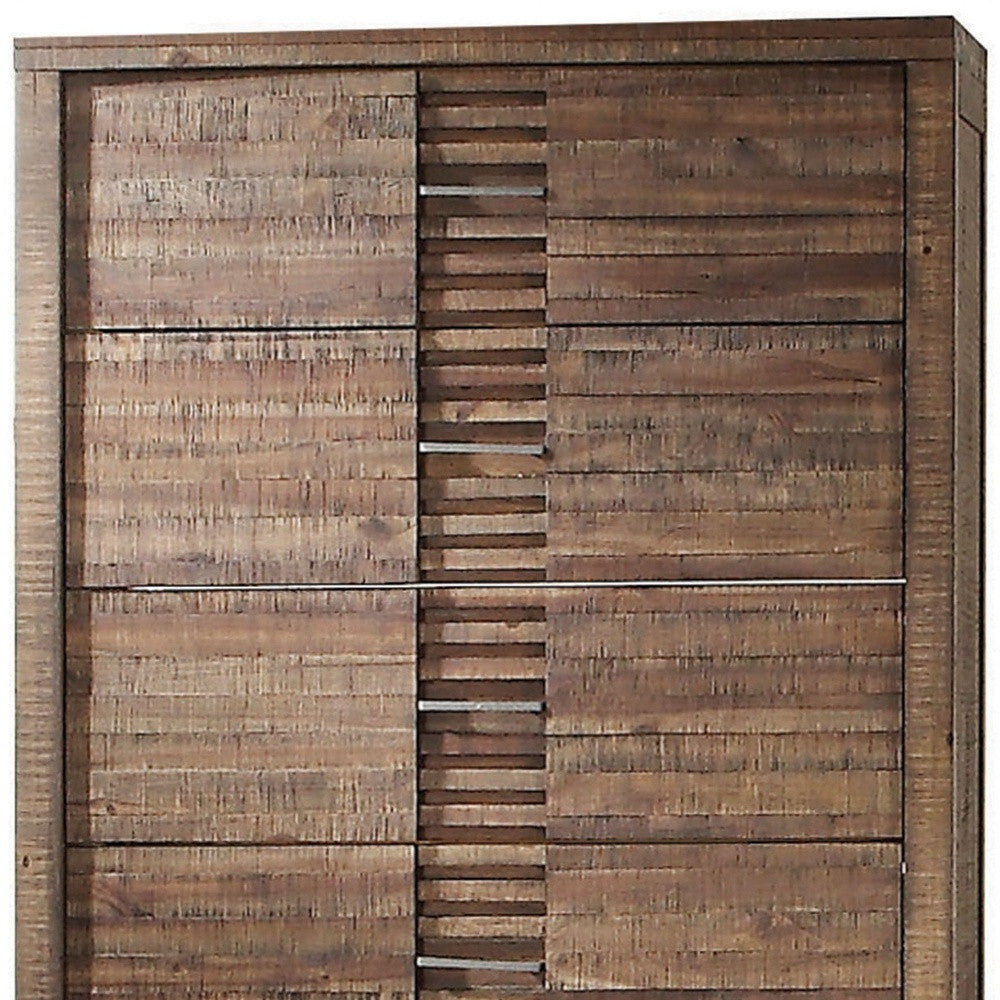 34" Brown Solid Wood Five Drawer Gentlemans Chest