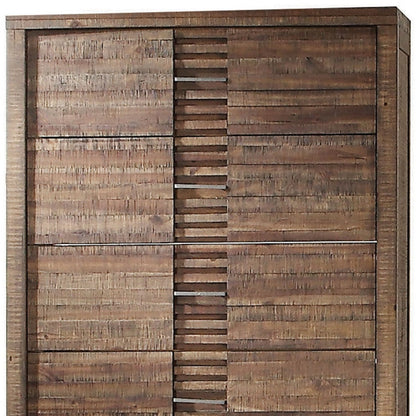34" Brown Solid Wood Five Drawer Gentlemans Chest