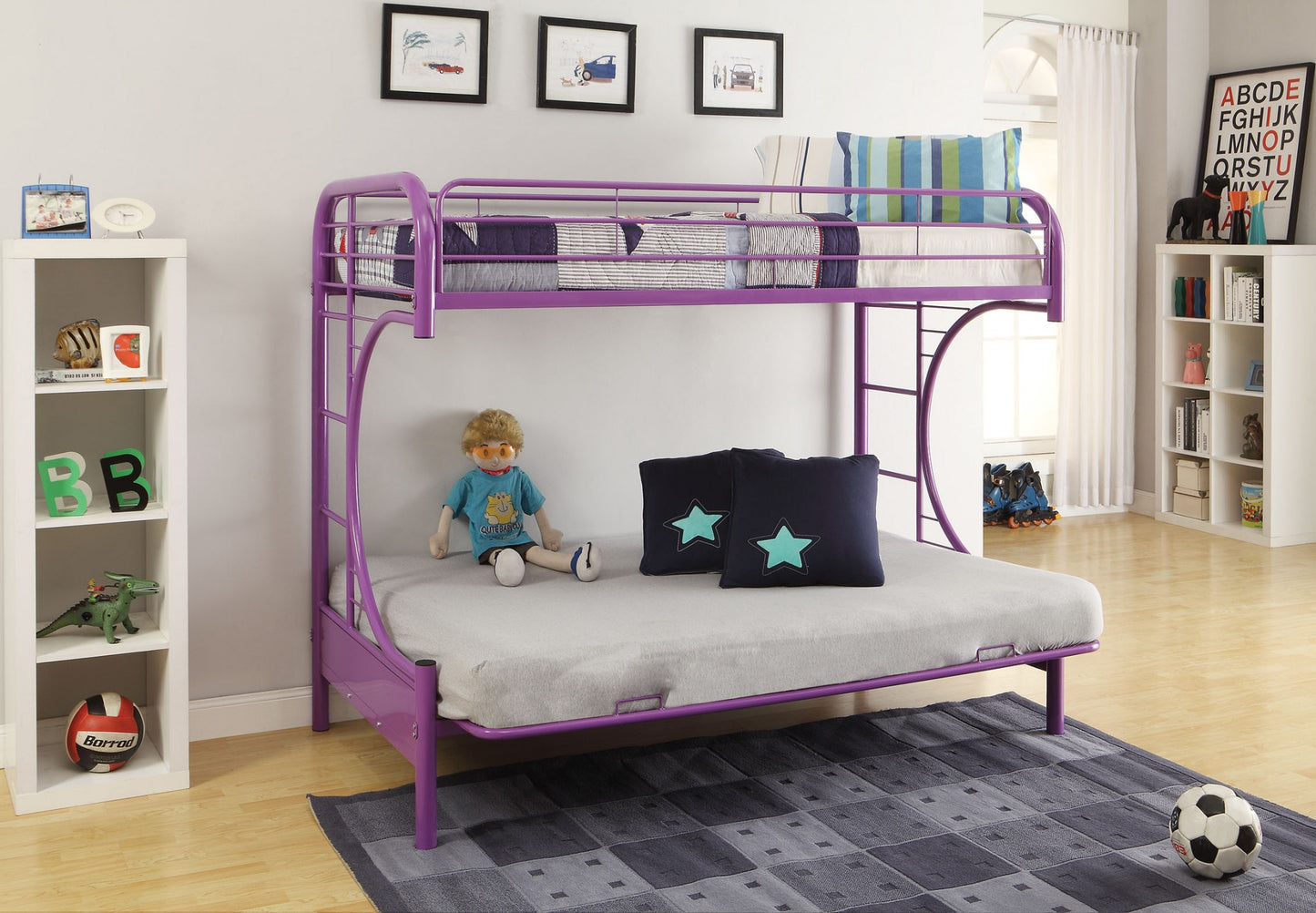 Navy Full Contemporary Metal Bunk Bed
