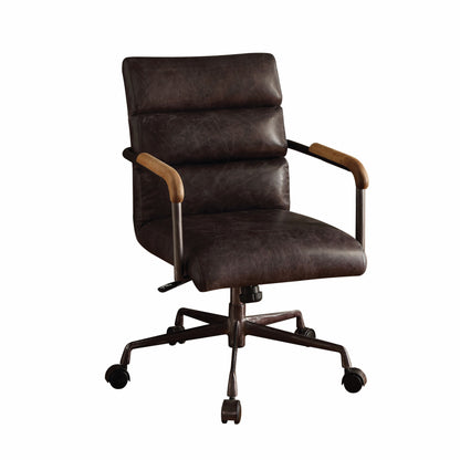 24" X 25" X 32" Vintage Black Top Grain Leather Office Chair