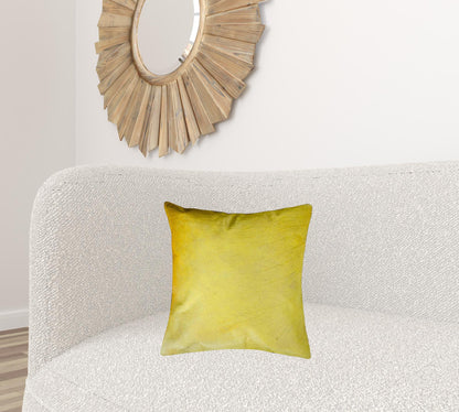 18" X 18" X 5" Yellow Cowhide  Pillow