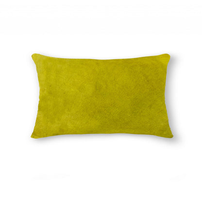 12" X 20" X 5" Yellow Cowhide  Pillow