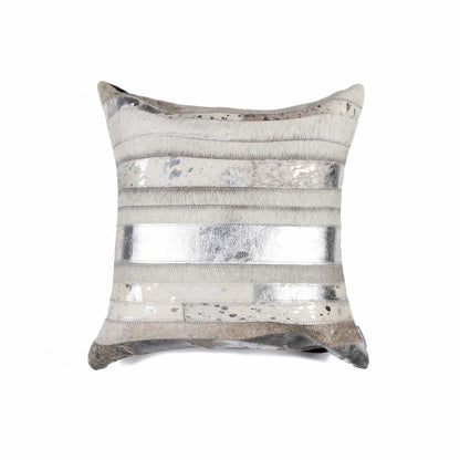 18 X 18 Gray Cowhide Throw Pillow