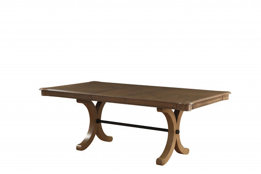 64" Brown Solid Wood Removable Leaf Dining Table