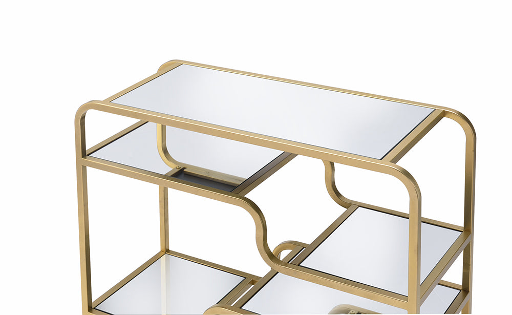 36" Clear And Gold Rectangular Glass Bar Table