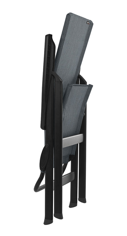 High-Back Chair - Black Steel Frame - Obsidian Duo Fabric