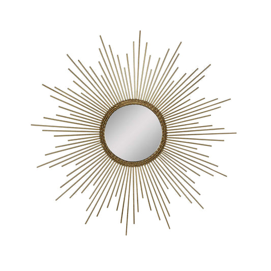 26 Round Gold Metal Sunburst Framed Wall Mirror