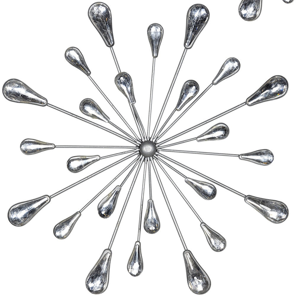 Set of Three Silver Finish Acrylic Burst Bling Wall Decor