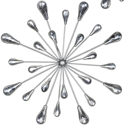 Set of Three Silver Finish Acrylic Burst Bling Wall Decor