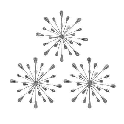 Set of Three Silver Finish Acrylic Burst Bling Wall Decor