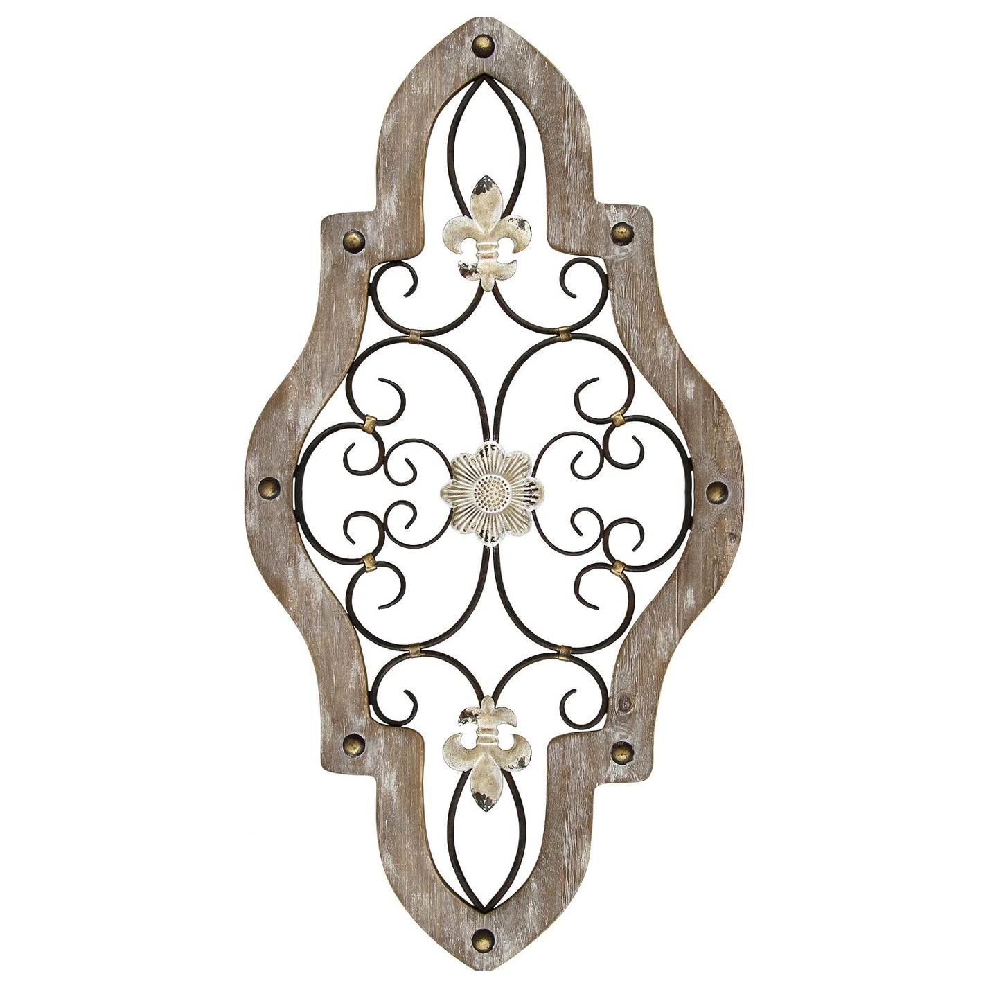 30" X 16" White Washed Metal Wall Decor