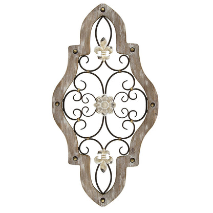 30" X 16" White Washed Metal Wall Decor