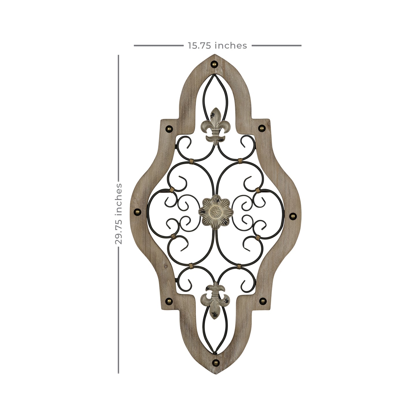 30" X 16" White Washed Metal Wall Decor